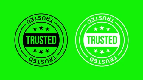 Trusted Approval Seal Logo Animation on Green Screen Confidence Badge Loop .. Stock Footage 309477299