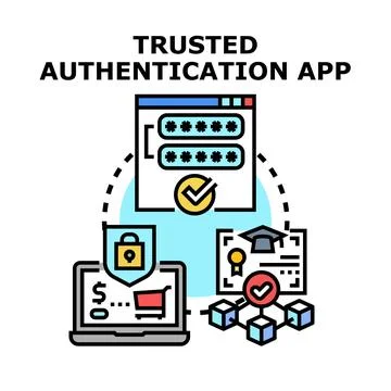 Trusted authentication app securing online data access Stock-Illustration