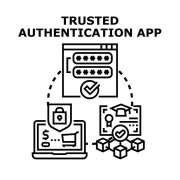 Trusted authentication app securing online data access Stock-Illustration