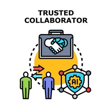 Trusted collaborator concept with artificial intelligence interaction Stock Illustration
