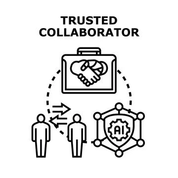 Trusted collaborator concept with artificial intelligence interaction Stock Illustration