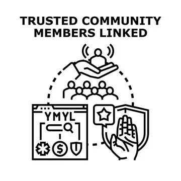 Trusted community members linked connecting with security Stock Illustration