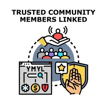 Trusted community members linked connecting with security Stock Illustration