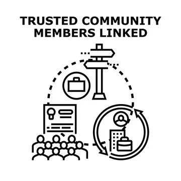 Trusted community members linking for expert collaboration Stock Illustration