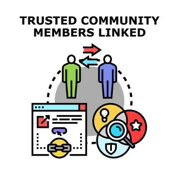 Trusted community members linking for shared concepts Stock Illustration