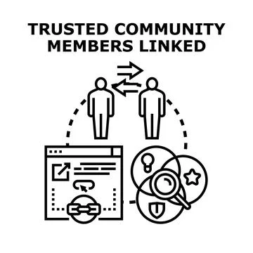 Trusted community members linking for shared concepts Stock Illustration