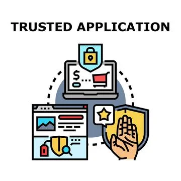 Trusted computing application ensuring secure online protection Stockillustratie