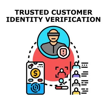 Trusted customer identity verification concept illustration Stock Illustration