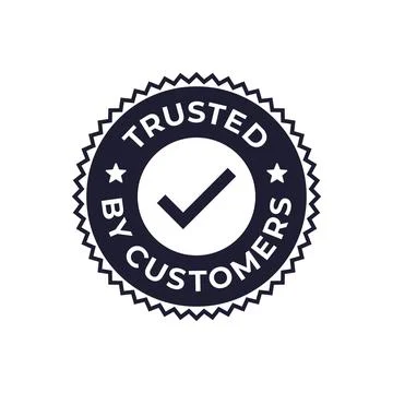 Trusted by Customers Emblem with Check Mark Inside Round Stamp Stock Illustration