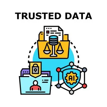 Trusted data concept presenting cybersecurity and privacy Stock Illustration