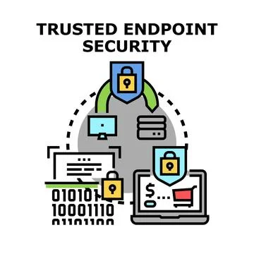 Trusted endpoint security network protecting digital data Illustrazione stock