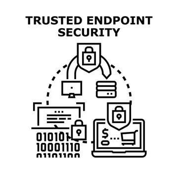Trusted endpoint security network protecting digital data Stock Illustration