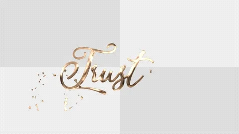 Trusted lettering animation with gold particles rendered in 4K resolution trans Stock Footage 337016692