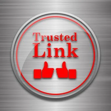 Trusted link icon. Internet button on metallic background.. Stock Illustration