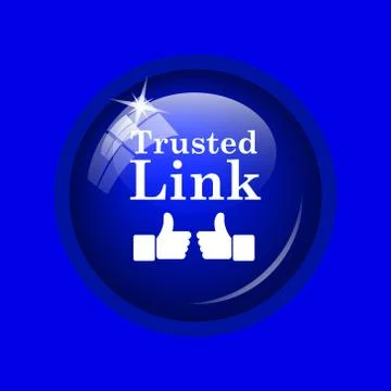 Trusted link icon. Internet button on blue background. . Stock Illustration