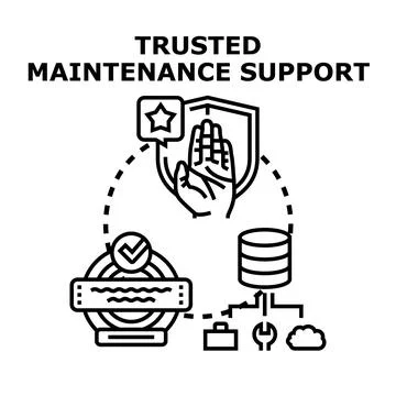 Trusted maintenance support system providing reliable technology service Stockillustratie
