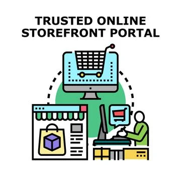 Trusted online storefront portal concept illustration vector Stock Illustration