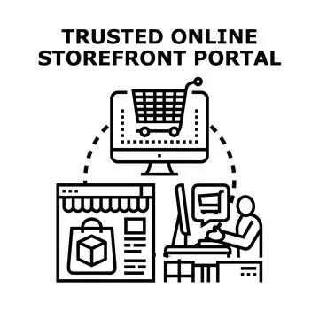 Trusted online storefront portal concept illustration vector Stock Illustration