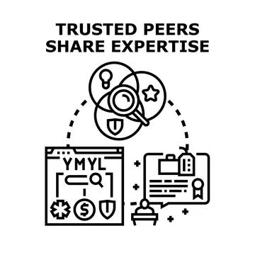 Trusted peers sharing expertise and knowledge concept 스톡 일러스트