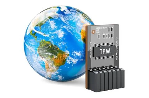 Trusted Platform Module, TPM with forbidden symbol, 3D rendering Trusted P... Stock Photos
