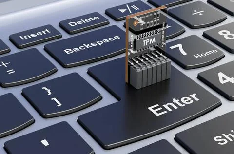 Trusted Platform Module, TPM on laptop keyboard, 3D rendering Trusted Plat... Stock Photos