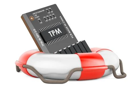 Trusted Platform Module, TPM with lifebuoy, 3D rendering Illustrazione stock