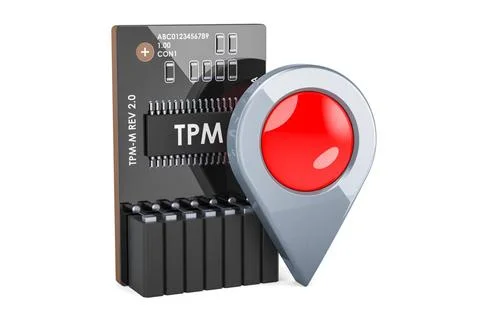 Trusted Platform Module, TPM with map pointer. 3D rendering Trusted Platfo... Stock Photos