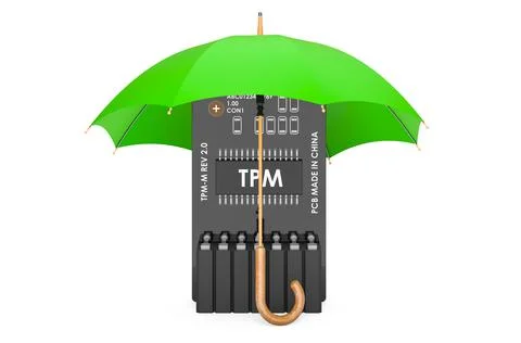 Trusted Platform Module under umbrella, 3D rendering Stock Illustration