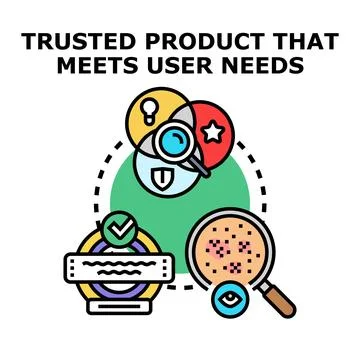 Trusted product meeting user needs concept illustration Stock Illustration