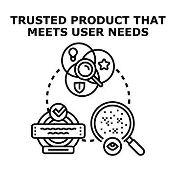 Trusted product meeting user needs concept illustration Stock Illustration