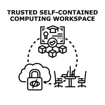 Trusted self contained computing workspace concept vector Stock Illustration
