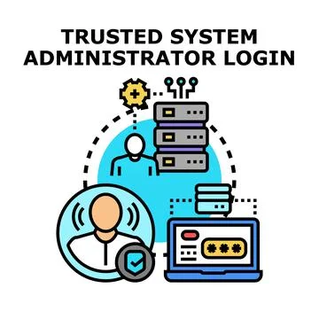 Trusted system administrator login online security concept Stock Illustration