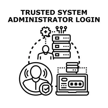 Trusted system administrator login online security concept Stock Illustration