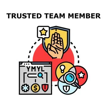 Trusted team member earning trust concept Stock Illustration