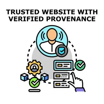 Trusted website with verified provenance concept illustration Stock Illustration