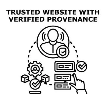 Trusted website with verified provenance concept illustration イラスト素材