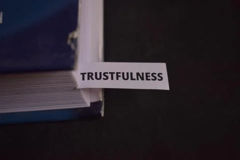 Trustfulness Concept Bookmark Inserted in Book Representing Faith, Reliabil.. Fotos Stock