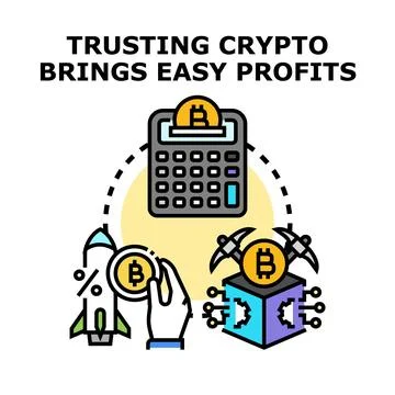 Trusting crypto bringing easy profits concept Stock Illustration
