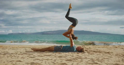 Trusting Yoga Couple Stock Footage 135010924