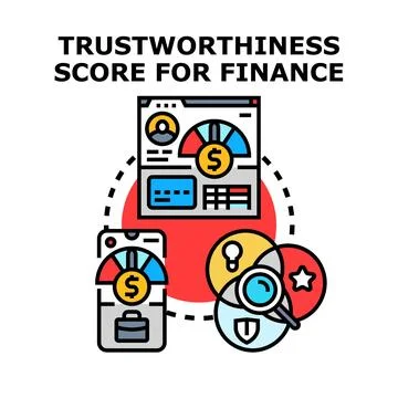 Trustworthiness score calculating financial reliability for credit rating Illustrazione stock