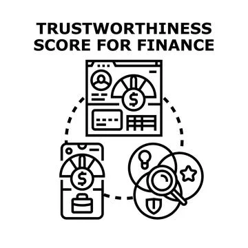 Trustworthiness score calculating financial reliability for credit rating Stock Illustration