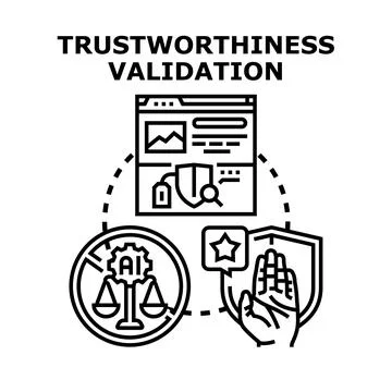 Trustworthiness validation internet security data protection Stock Illustration