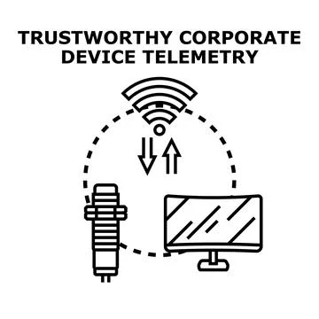 Trustworthy corporate device telemetry data transfer concept Illustrazione stock