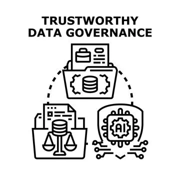Trustworthy data governance concept managing information security Stock Illustration