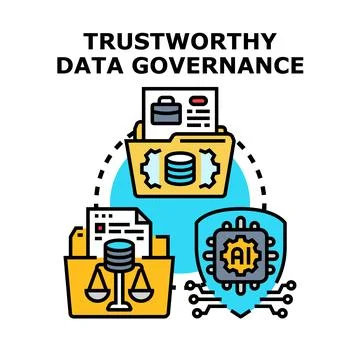 Trustworthy data governance concept managing information security Stock Illustration