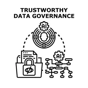 Trustworthy data governance ensuring digital privacy and security Stock Illustration