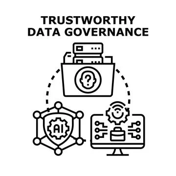 Trustworthy data governance ensuring secure information management Stock Illustration