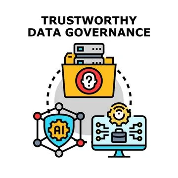 Trustworthy data governance ensuring secure information management Stock Illustration