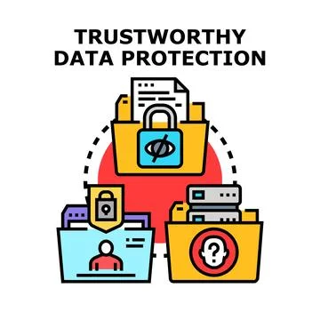 Trustworthy data protection securing digital information assets Stock Illustration