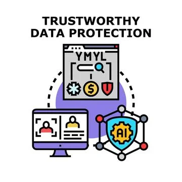 Trustworthy data protection securing personal information and privacy 스톡 일러스트